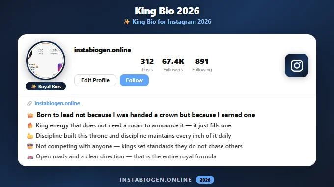 King Bio & Queen Bio for Instagram 2026 – Royal Bios